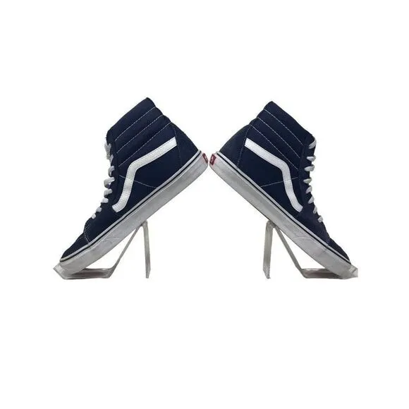 Vans Sk8-Hi Navy Blue &amp; White Canvas High-Top Sneakers Size 11.5 Mens
