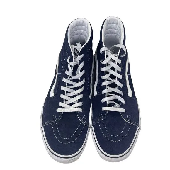 Vans Sk8-Hi Navy Blue &amp; White Canvas High-Top Sneakers Size 11.5 Mens