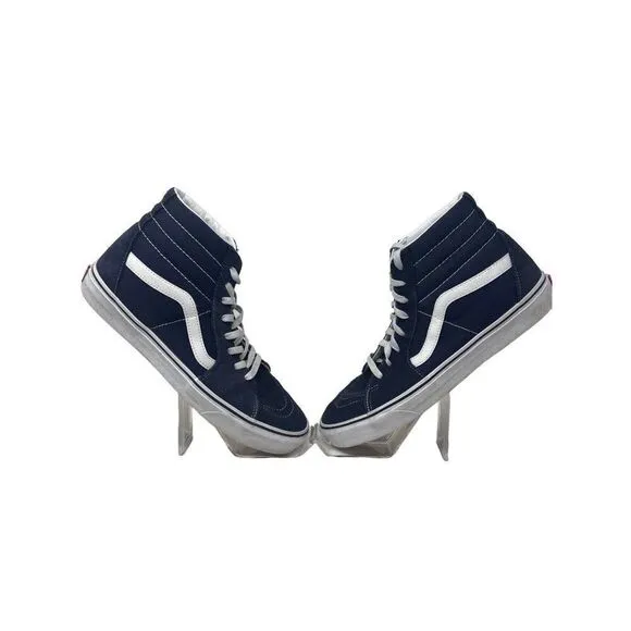 Vans Sk8-Hi Navy Blue &amp; White Canvas High-Top Sneakers Size 11.5 Mens
