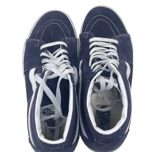 Vans Sk8-Hi Navy Blue &amp; White Canvas High-Top Sneakers Size 11.5 Mens