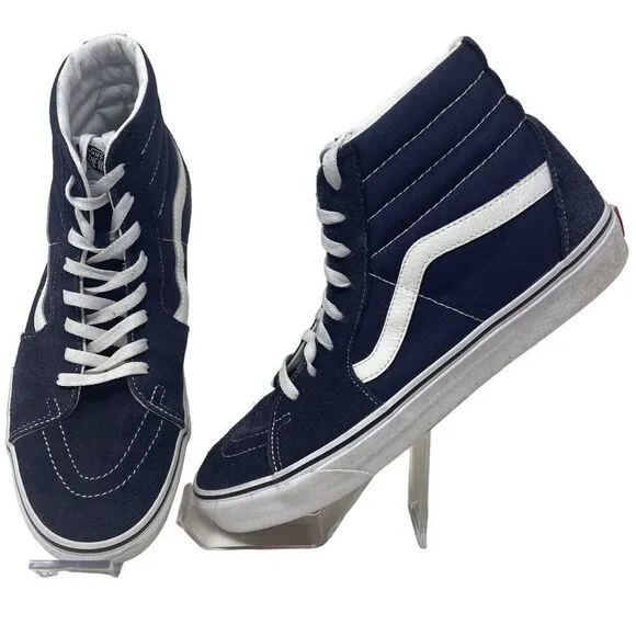 Vans Sk8-Hi Navy Blue &amp; White Canvas High-Top Sneakers Size 11.5 Mens