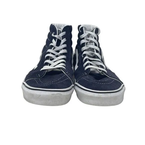 Vans Sk8-Hi Navy Blue &amp; White Canvas High-Top Sneakers Size 11.5 Mens