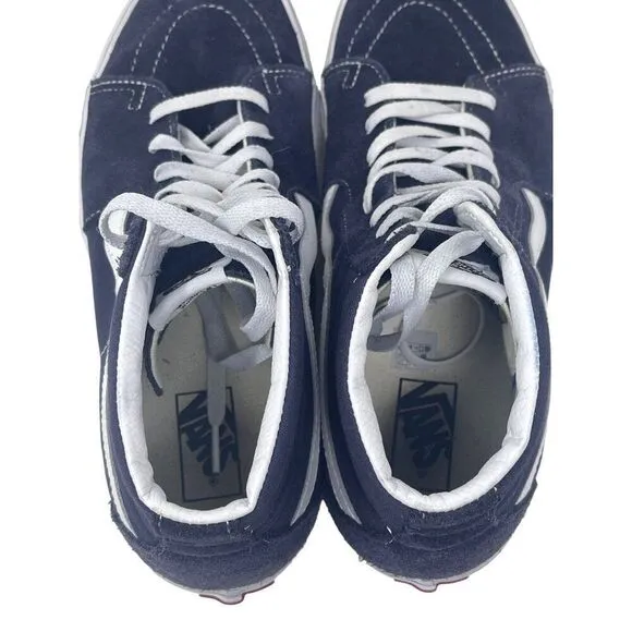 Vans Sk8-Hi Navy Blue &amp; White Canvas High-Top Sneakers Size 11.5 Mens