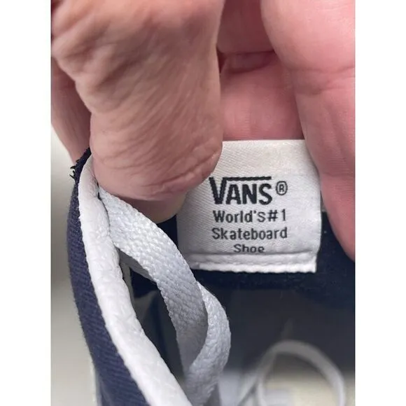 Vans Sk8-Hi Navy Blue &amp; White Canvas High-Top Sneakers Size 11.5 Mens