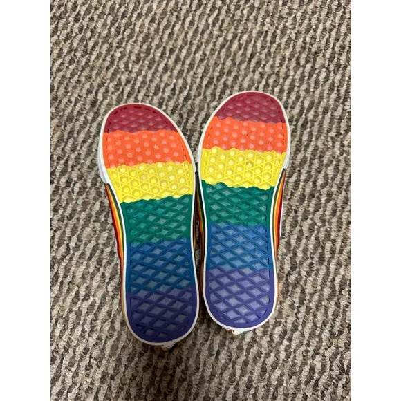 Vans Slip On Rainbow Pride Sneakers Casual Shoes White Women's 7 Men's 5.5