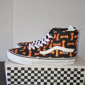 Vans Thrasher Black and Orange High-Top Sneakers!!