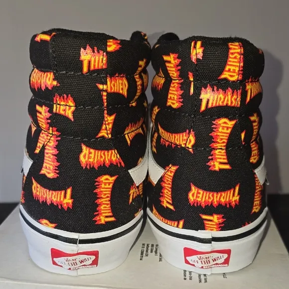 Vans Thrasher Black and Orange High-Top Sneakers!!