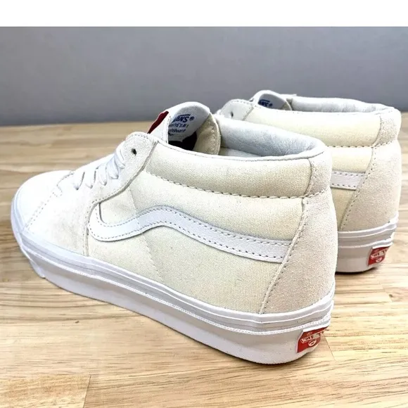 Vans Vault OG Sk8-Mid LX Ivory White Suede Canvas Sneakers Women’s 7.5 Men’s 6