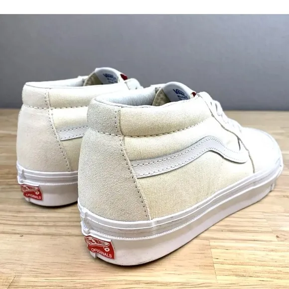 Vans Vault OG Sk8-Mid LX Ivory White Suede Canvas Sneakers Women’s 7.5 Men’s 6