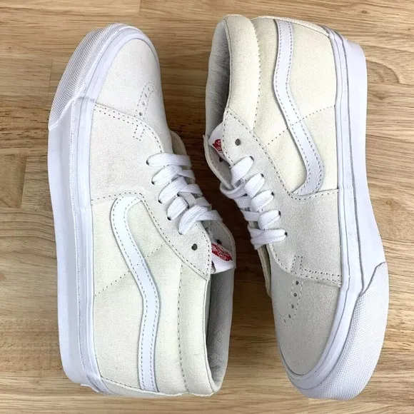 Vans Vault OG Sk8-Mid LX Ivory White Suede Canvas Sneakers Women’s 7.5 Men’s 6
