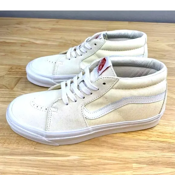 Vans Vault OG Sk8-Mid LX Ivory White Suede Canvas Sneakers Women’s 7.5 Men’s 6