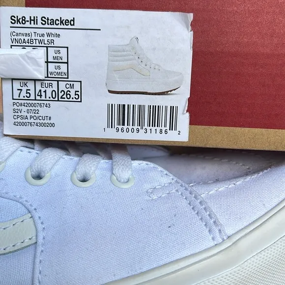 Vans WMNS Sk8-Hi Stacked (Canvas) True WhiteVN0A4BTWL5R Platforms Sneakers