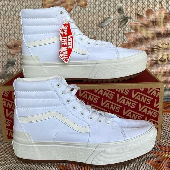 Vans WMNS Sk8-Hi Stacked (Canvas) True WhiteVN0A4BTWL5R Platforms Sneakers