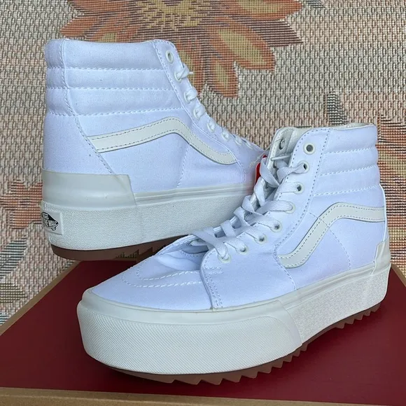 Vans WMNS Sk8-Hi Stacked (Canvas) True WhiteVN0A4BTWL5R Platforms Sneakers