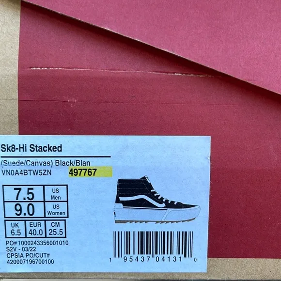 Vans WMNS Sk8-Hi Stacked (Suede/Canvas) Black/BlanVN0A4BTW5ZNPlatforms Sneaker