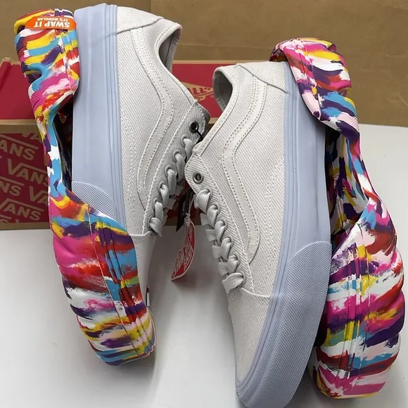 Vans WMNS White Sneakers Colorful Sole Old Skool TapeRainbow Swirl Nimbus Cloud
