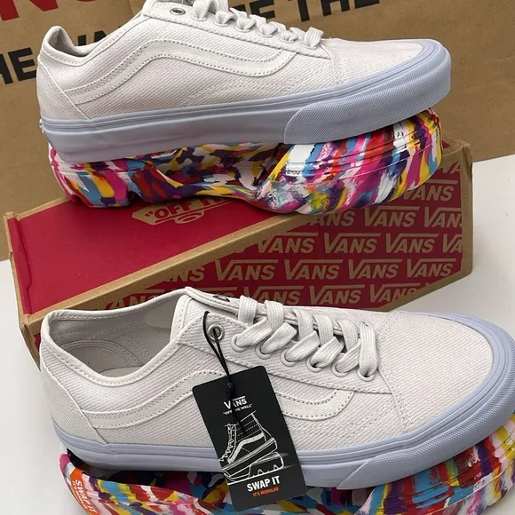 Vans WMNS White Sneakers Colorful Sole Old Skool TapeRainbow Swirl Nimbus Cloud