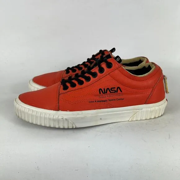 VANS x Space Voyager Old Skool NASA Shoes Men's 8 Orange Leather Trainer Sneaker