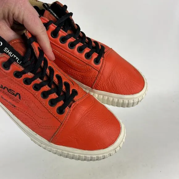 VANS x Space Voyager Old Skool NASA Shoes Men's 8 Orange Leather Trainer Sneaker