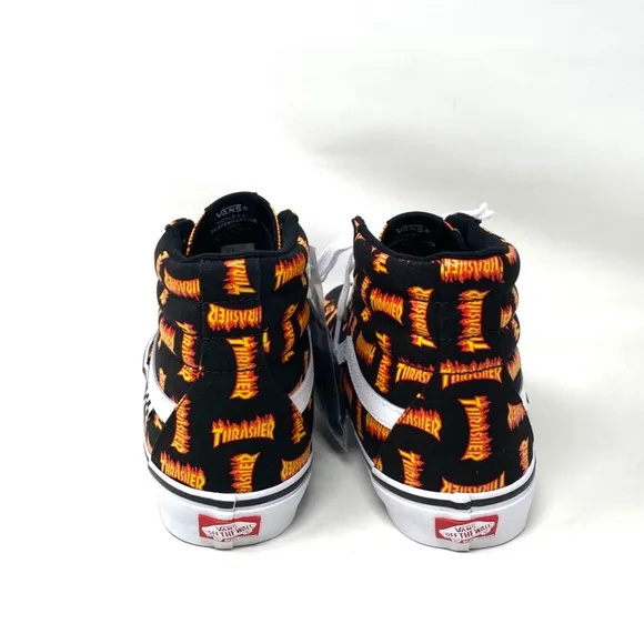 VANS x Thrasher Sk8-Hi Black Multi Men’s Canvas Skate Sneakers Size VN0A5FCCBML