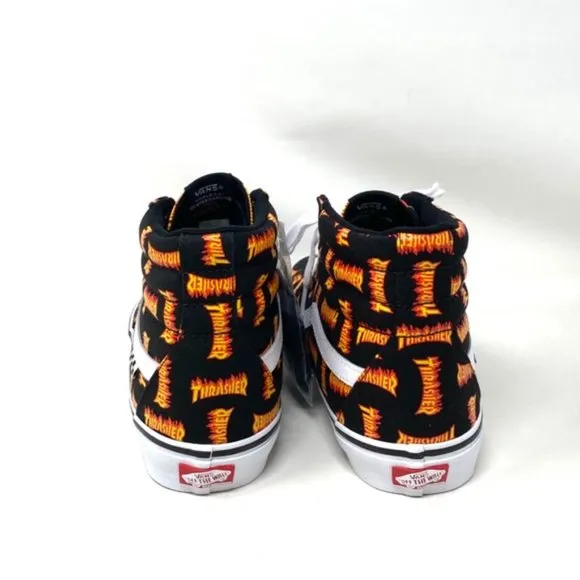 VANS x Thrasher Sk8-Hi Black Multi Men’s Canvas Skate Sneakers Size VN0A5FCCBML