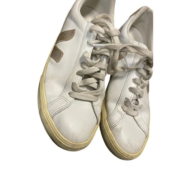 VEJA ESPLAR LEATHER WHITE PLATINE Sneakers Women's Size 8