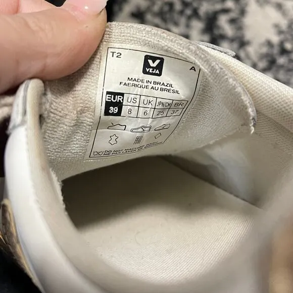 VEJA ESPLAR LEATHER WHITE PLATINE Sneakers Women's Size 8