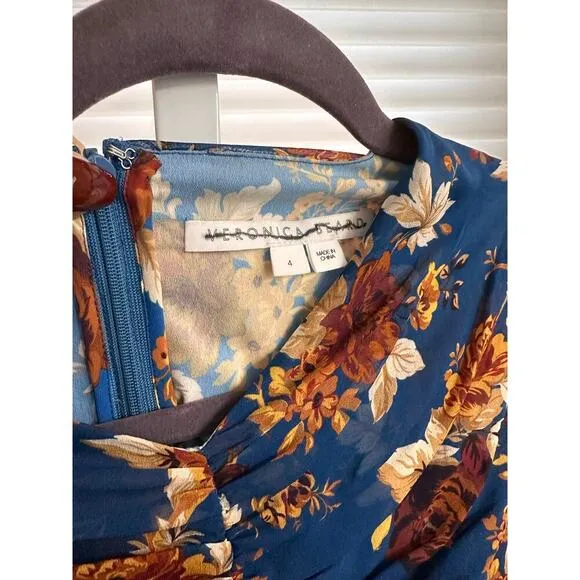 Veronica Beard Hedera Dress Electric Blue Floral Mini size 4