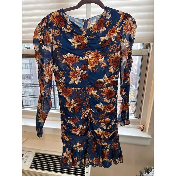 Veronica Beard Hedera Dress Electric Blue Floral Mini size 4