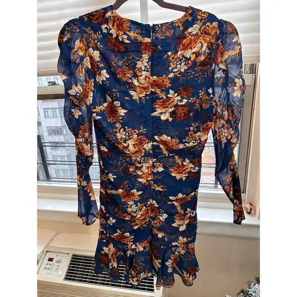 Veronica Beard Hedera Dress Electric Blue Floral Mini size 4