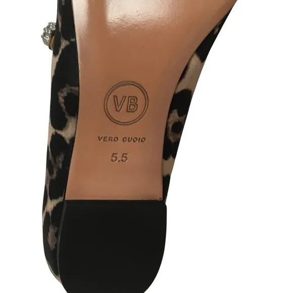 Veronica Beard Women Nola Satin Crystal Leopard Shoes Flats Size 5.5 gi4