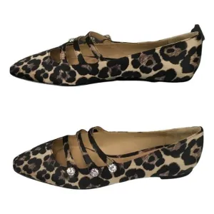Veronica Beard Women Nola Satin Crystal Leopard Shoes Flats Size 5.5 gi4
