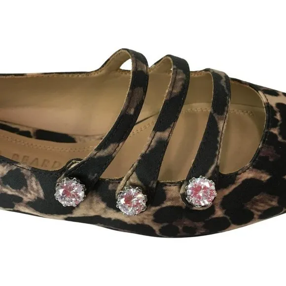 Veronica Beard Women Nola Satin Crystal Leopard Shoes Flats Size 5.5 gi4