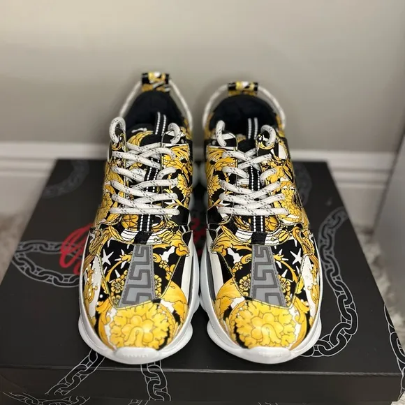 Versace Baroque Yellow Black Sneakers