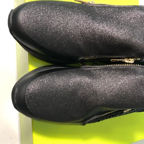 Versace Jeans Black Suede Glitter Sneakers