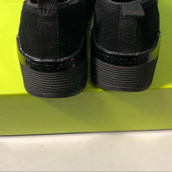 Versace Jeans Black Suede Glitter Sneakers