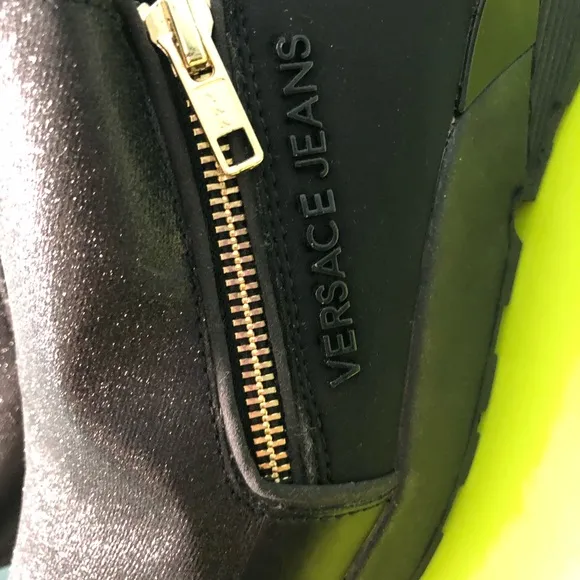 Versace Jeans Black Suede Glitter Sneakers