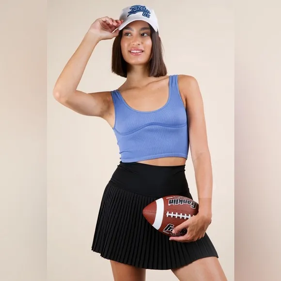 VERY J Pleated Activewear Skirt with Shorts Inside