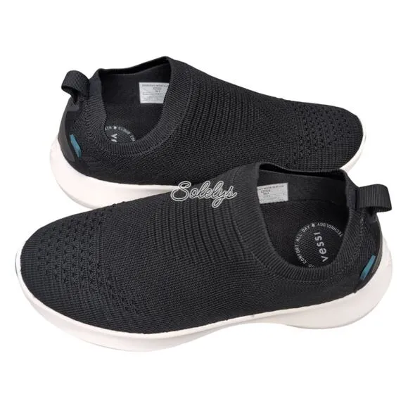 Vessi Everyday Move Slip On Onyx Black White Waterproof Dyma-Tex Sneaker Women 7