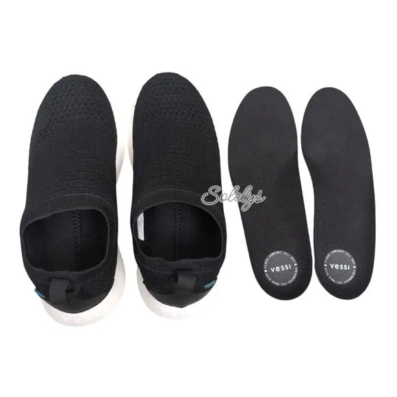 Vessi Everyday Move Slip On Onyx Black White Waterproof Dyma-Tex Sneaker Women 7
