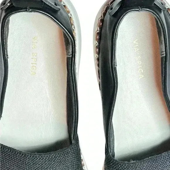 Via Spiga Women’s Ora Slip On Platform Sneakers BLK and White Size 8.5 Preowned
