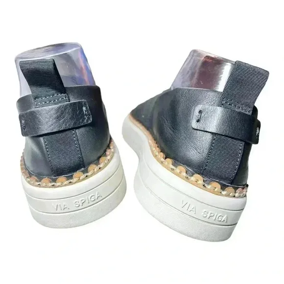 Via Spiga Women’s Ora Slip On Platform Sneakers BLK and White Size 8.5 Preowned