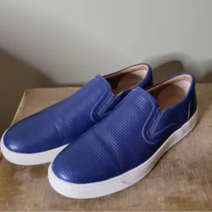 Vince Blue Leather Perforated Leather Blair Sneaker