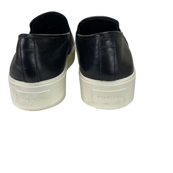 VINCE Brenden B Slip-On Leather Platform Sneakers Black 6.5