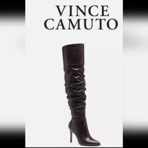 Vince Camuto Brown/Black Snakeskin OTK Kentelli Ruched Boots