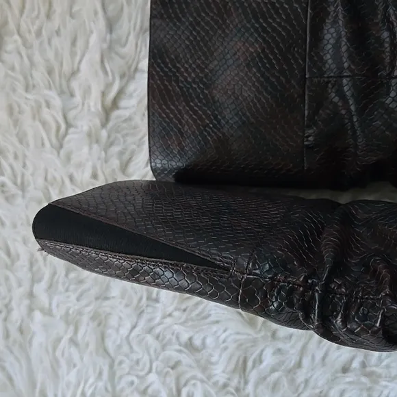 Vince Camuto Brown/Black Snakeskin OTK Kentelli Ruched Boots