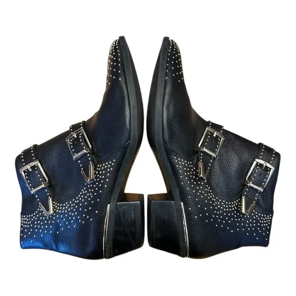 Vince Camuto Tema Gold Studded Leather Bootie punk biker grunge cowgirl glamrock