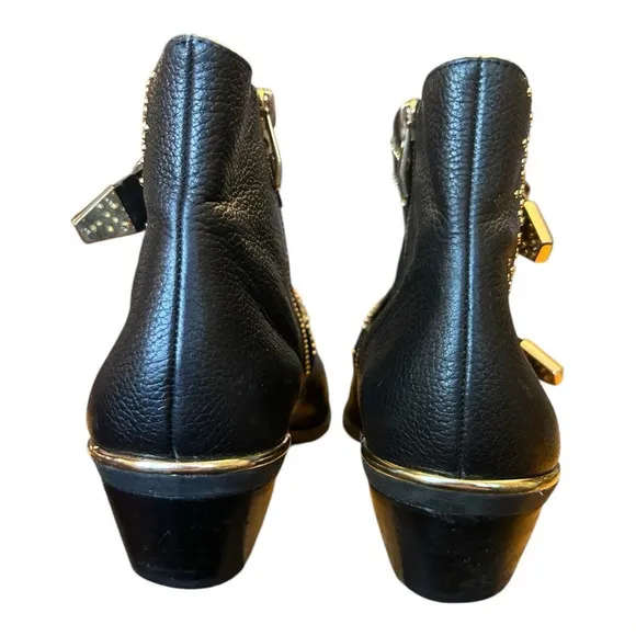 Vince Camuto Tema Gold Studded Leather Bootie punk biker grunge cowgirl glamrock