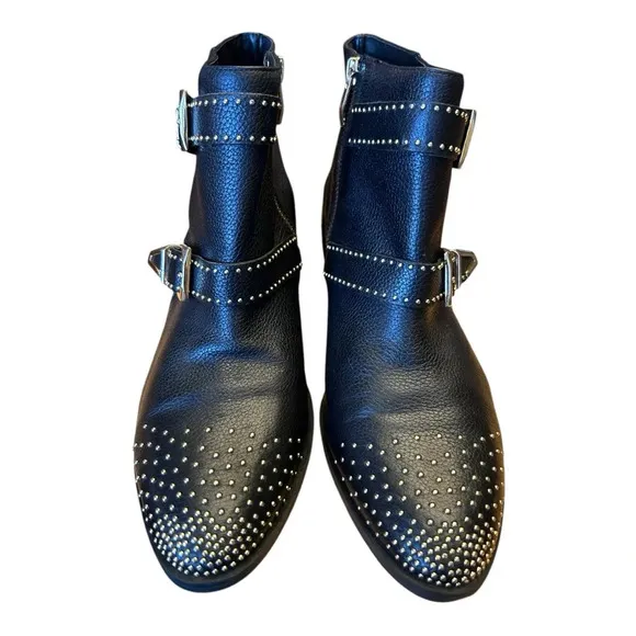 Vince Camuto Tema Gold Studded Leather Bootie punk biker grunge cowgirl glamrock