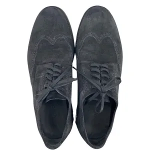 Vince Men’s Black Stamped Suede Pryce Wingtip Oxford Shoes Rubber Soles Size 8.5